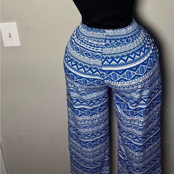 Blue Patterned Women's Pants - Picture 1 of 2